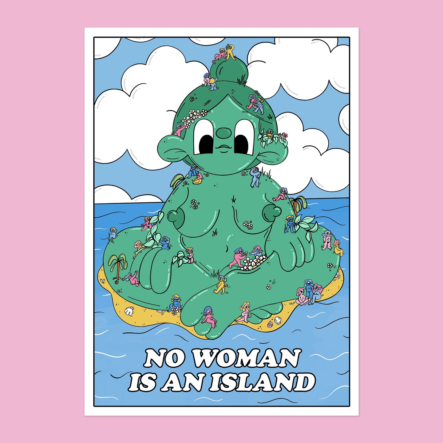No Woman Is An Island A4 Art Print