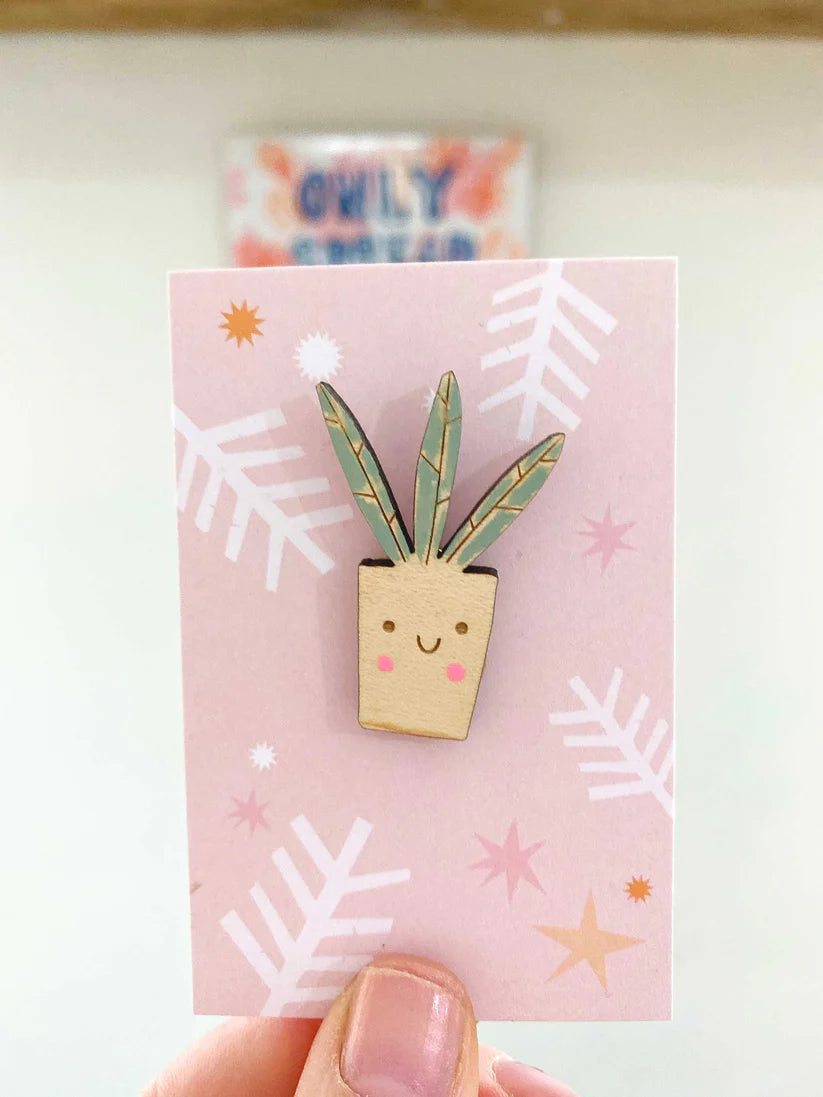 Smiley Plant Pin Badge
