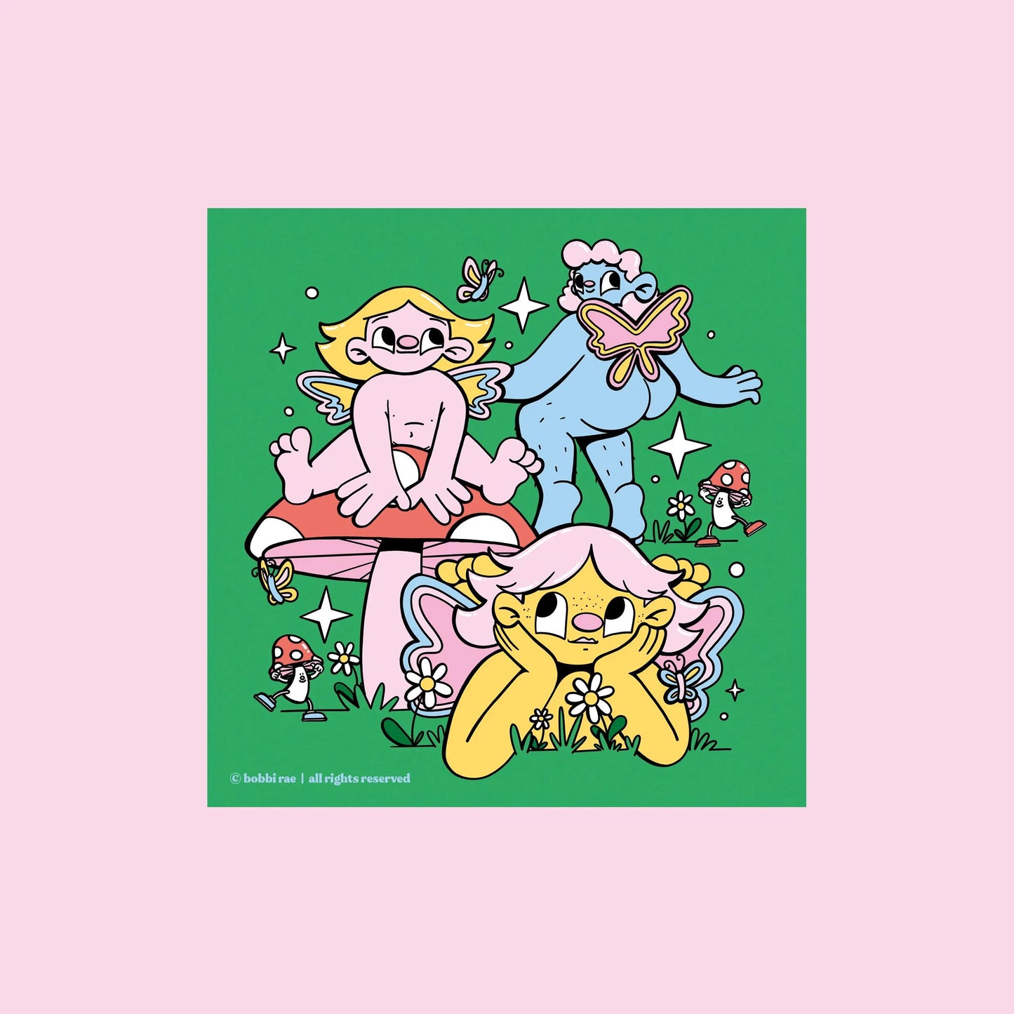 'Pixie Pals' Mini Postcard Print