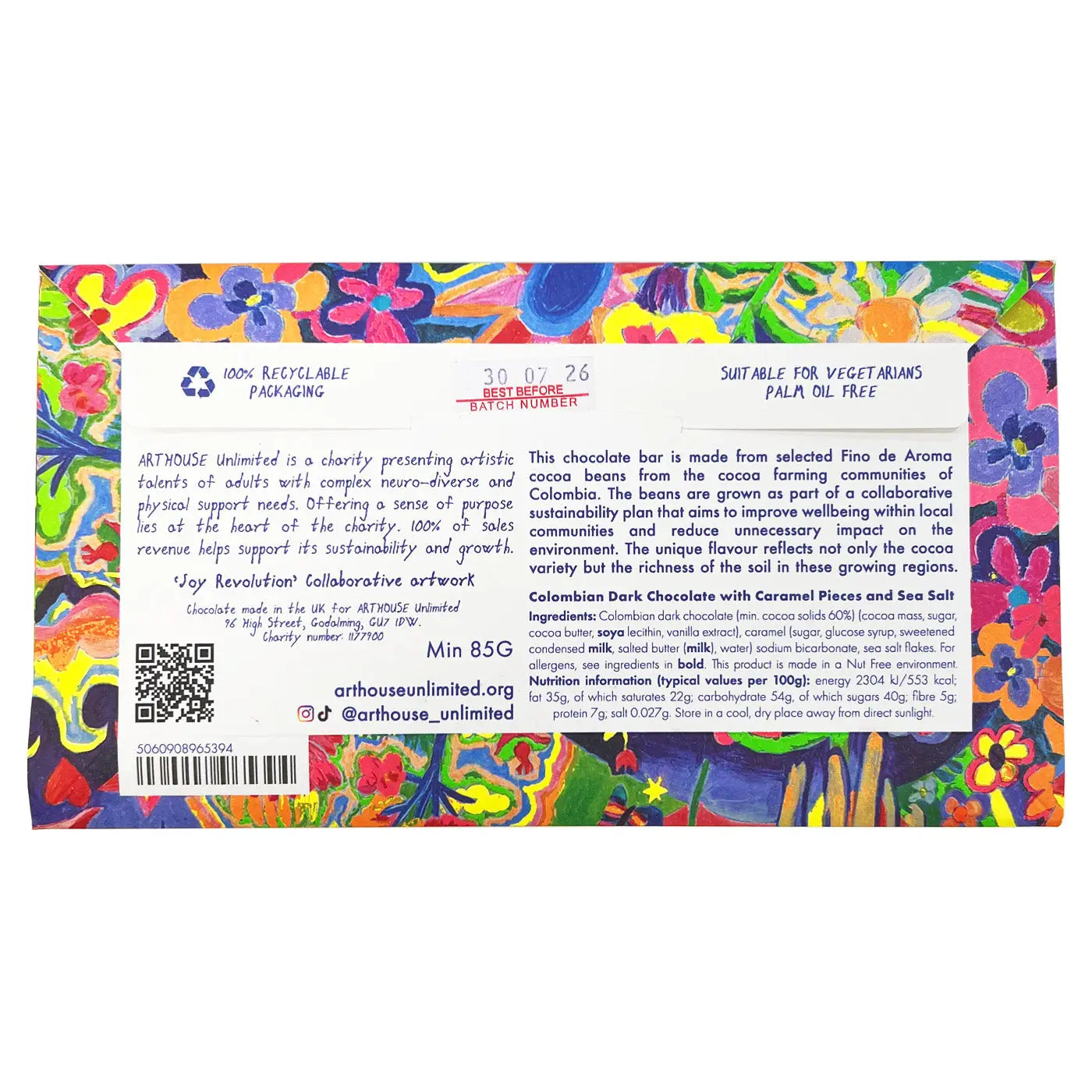 Dark Chocolate with Caramel Pieces & Sea Salt 'Joy Revolution' Bar