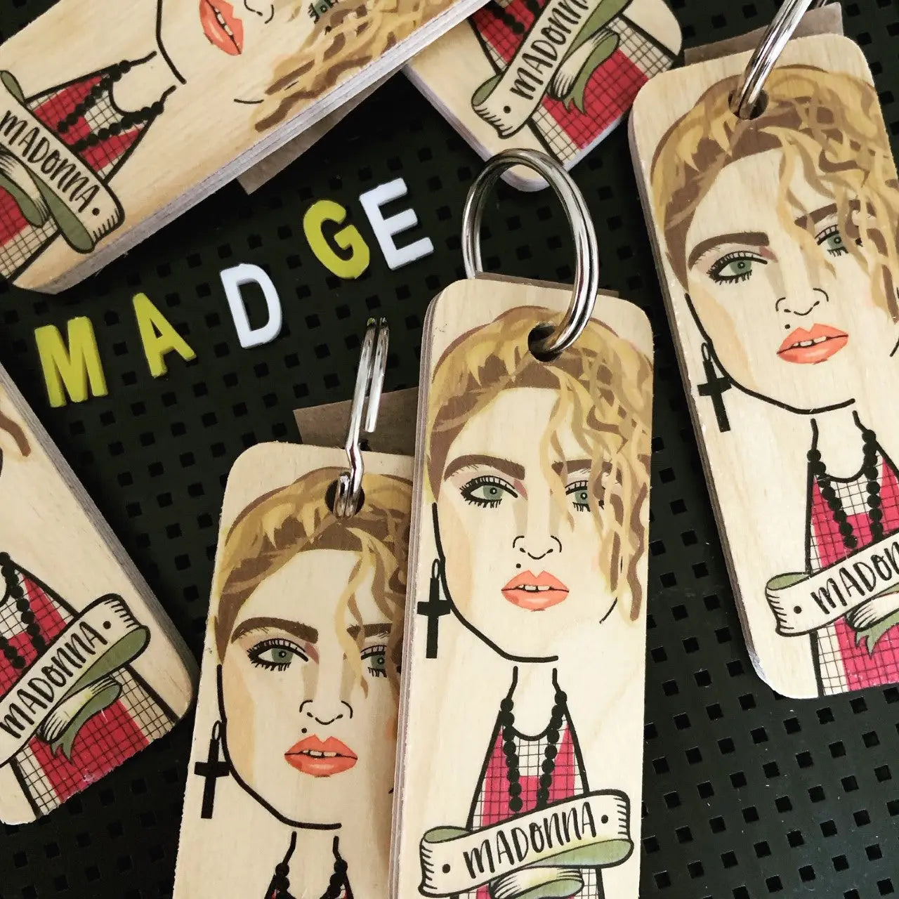 Madonna Wooden Keyring