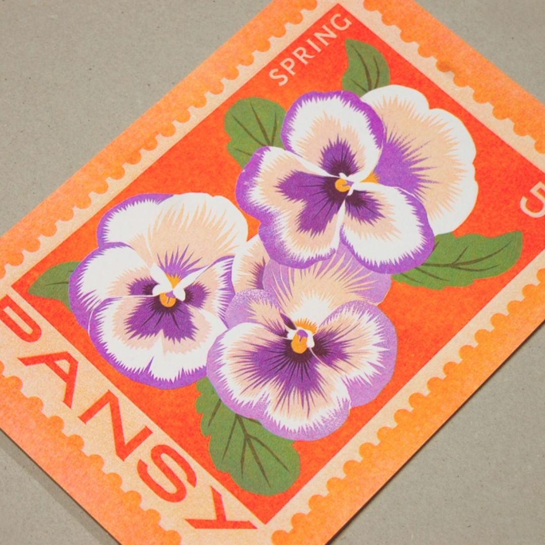 Pansy A5 Risograph Print
