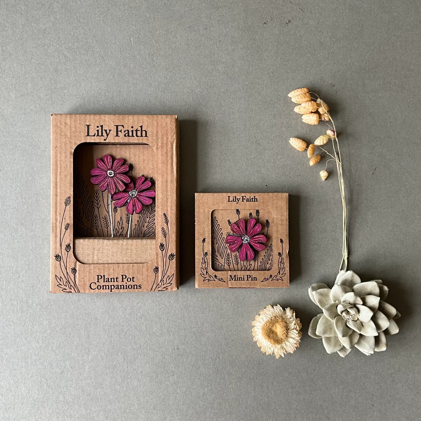 Red Campion Hand Painted Mini Pin