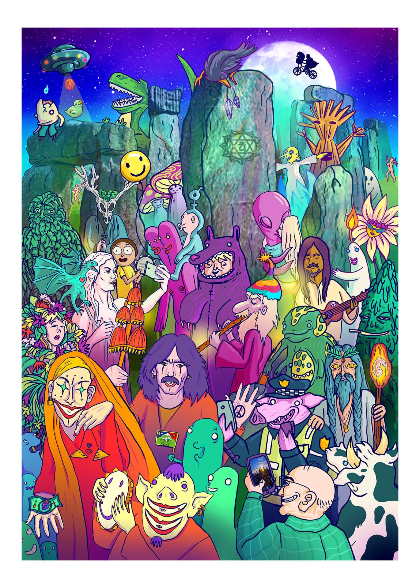 Summer Solstice At Stonehenge A4 Print