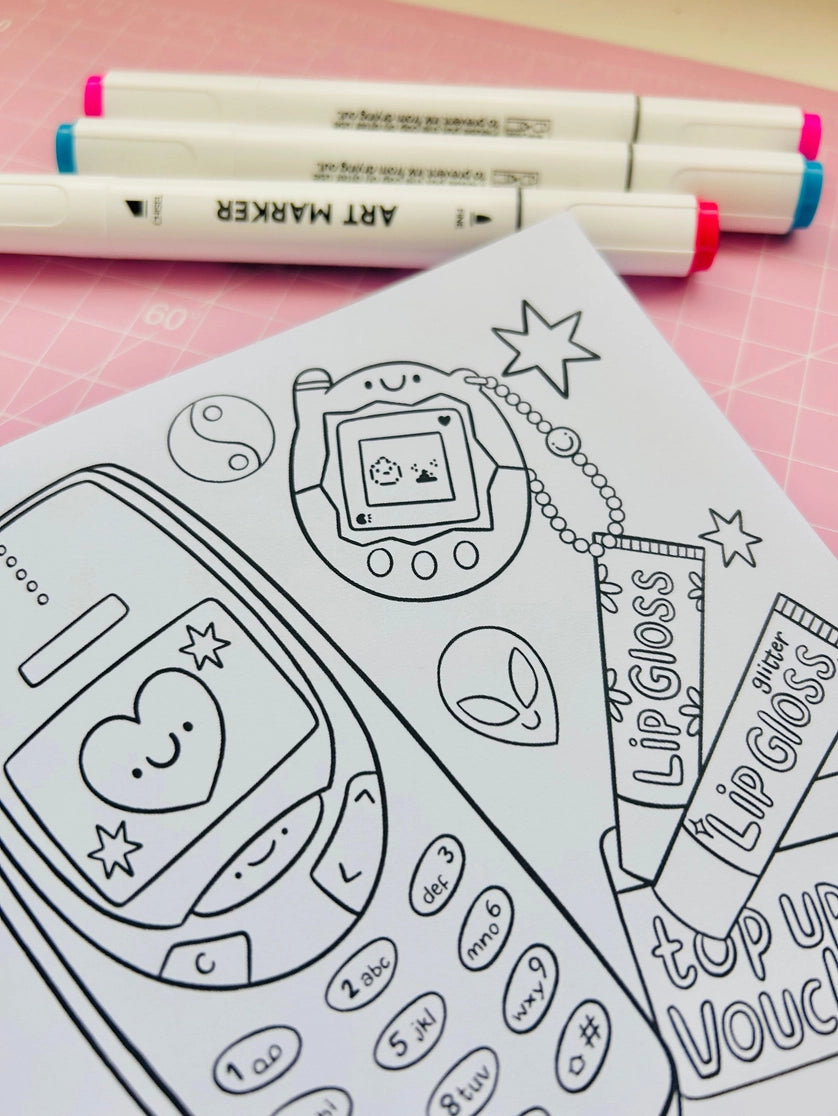 Y2K Nostalgia Colouring Book