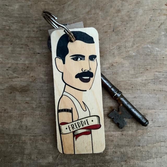 Freddie Mercury Wooden Keyring