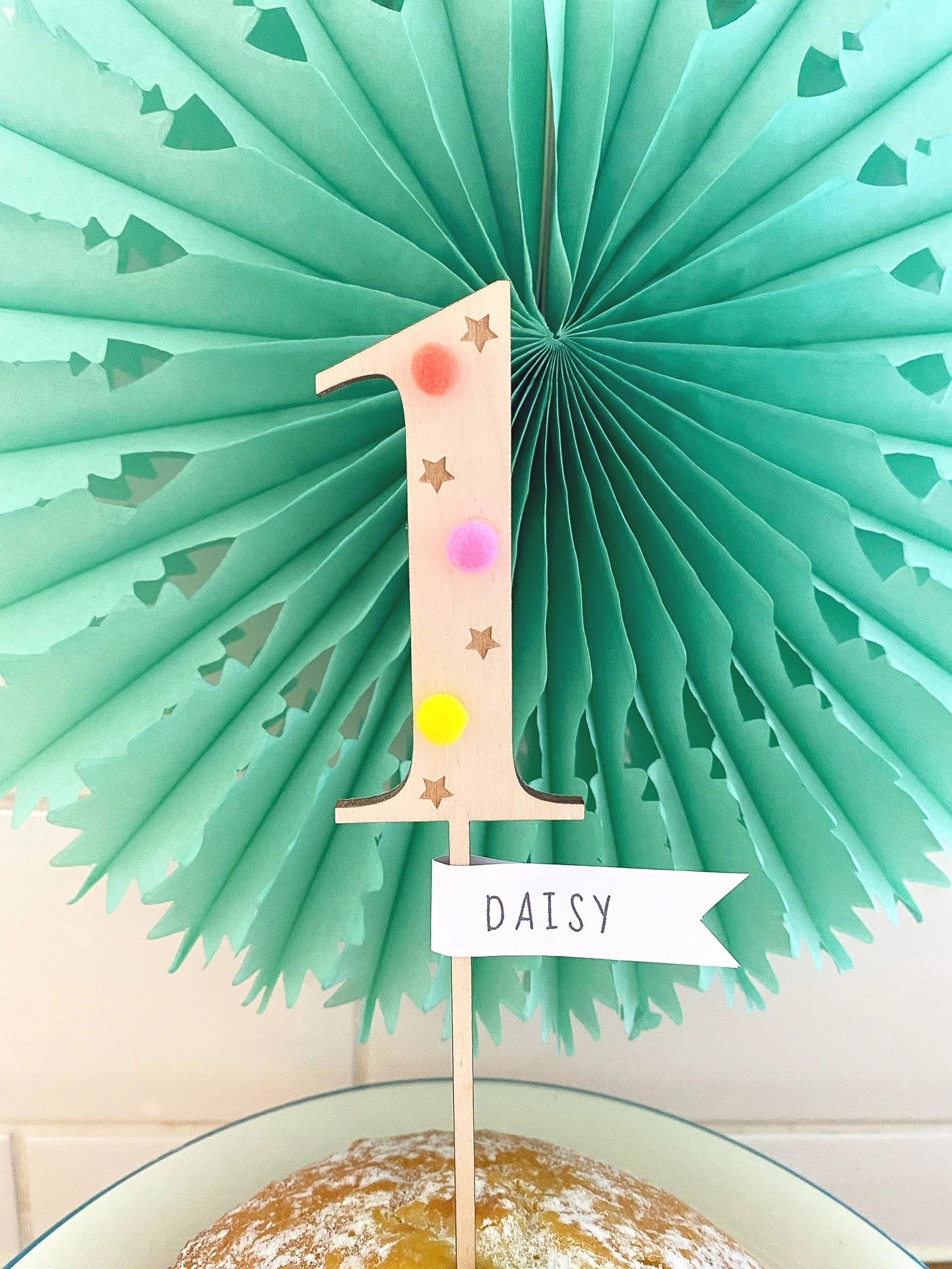 Wooden First Birthday cake topper