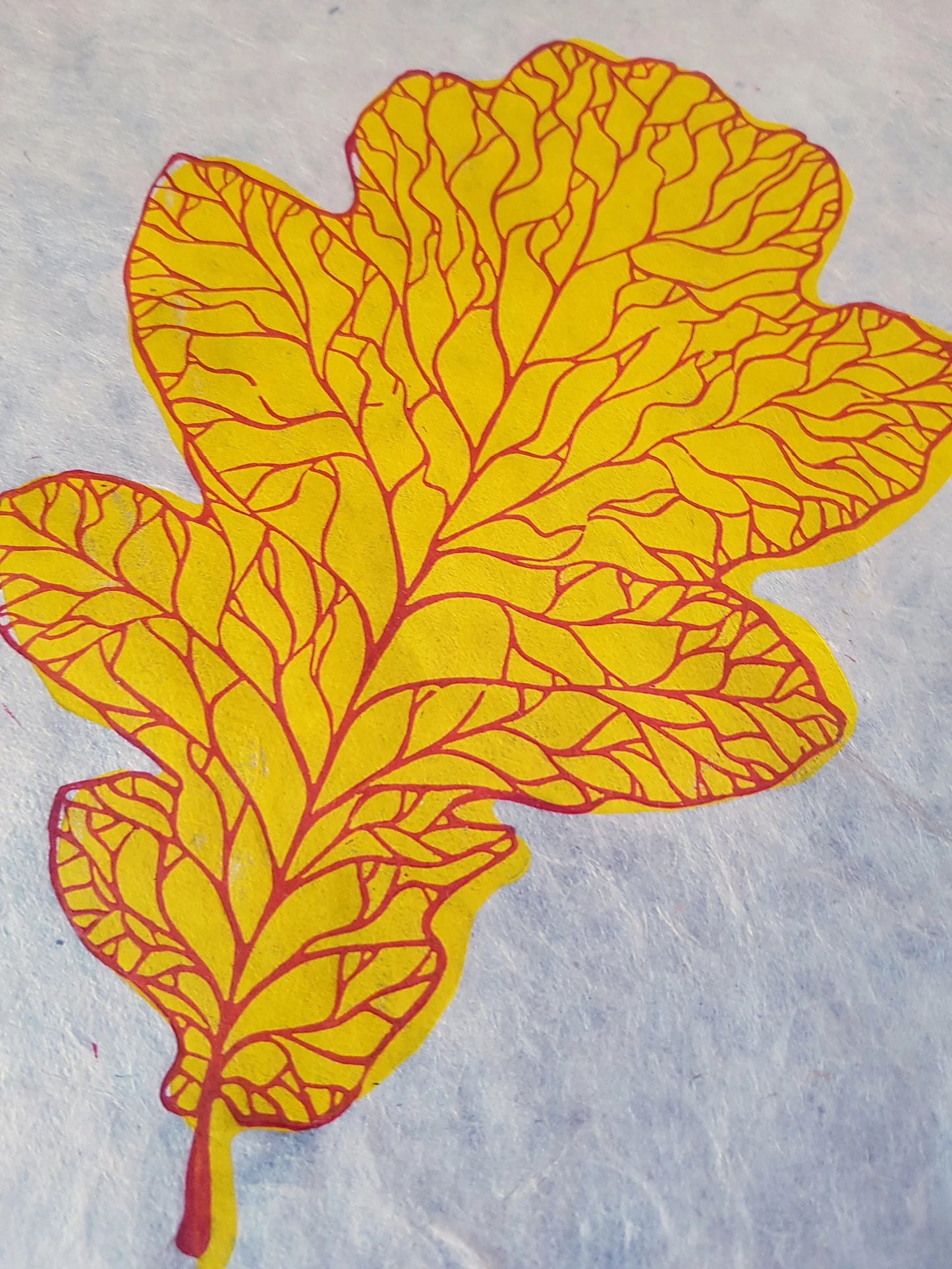 Oak Leaf Original Linocut Print