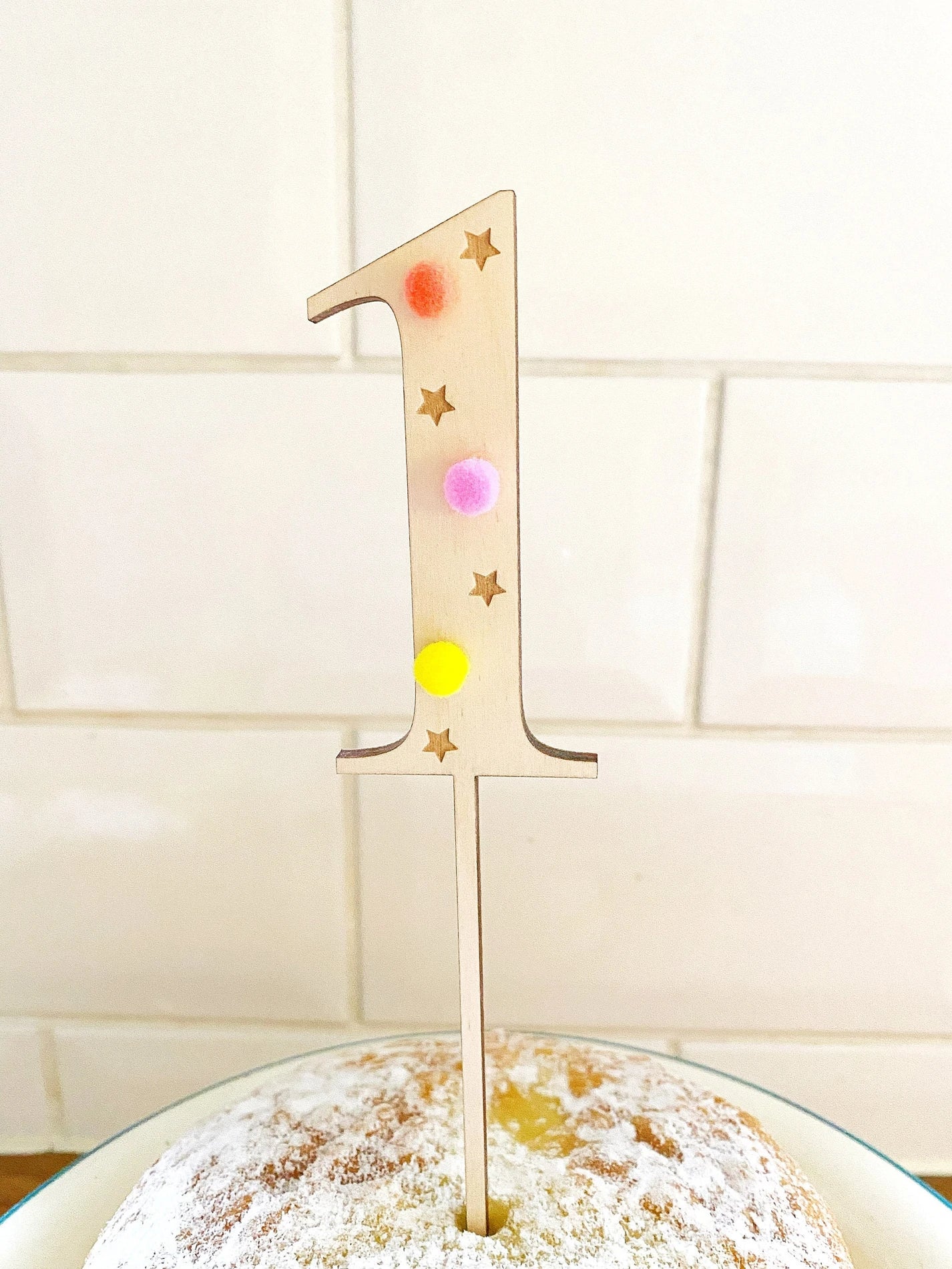 Wooden First Birthday cake topper