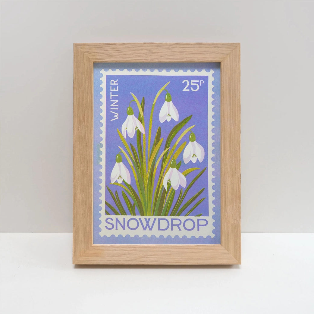 Snowdrop A5 Risograph Print
