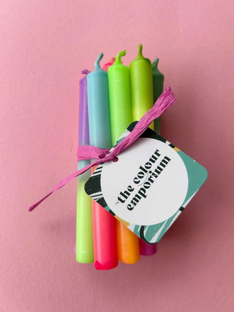 Neon Mini Dip Dye Candles - Set Of 10