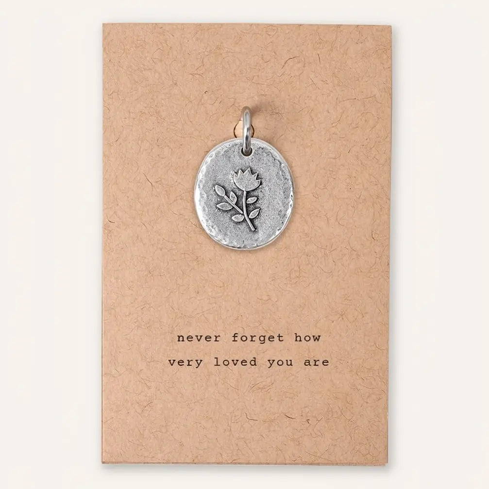 Floral 'Loved' Pewter Charm
