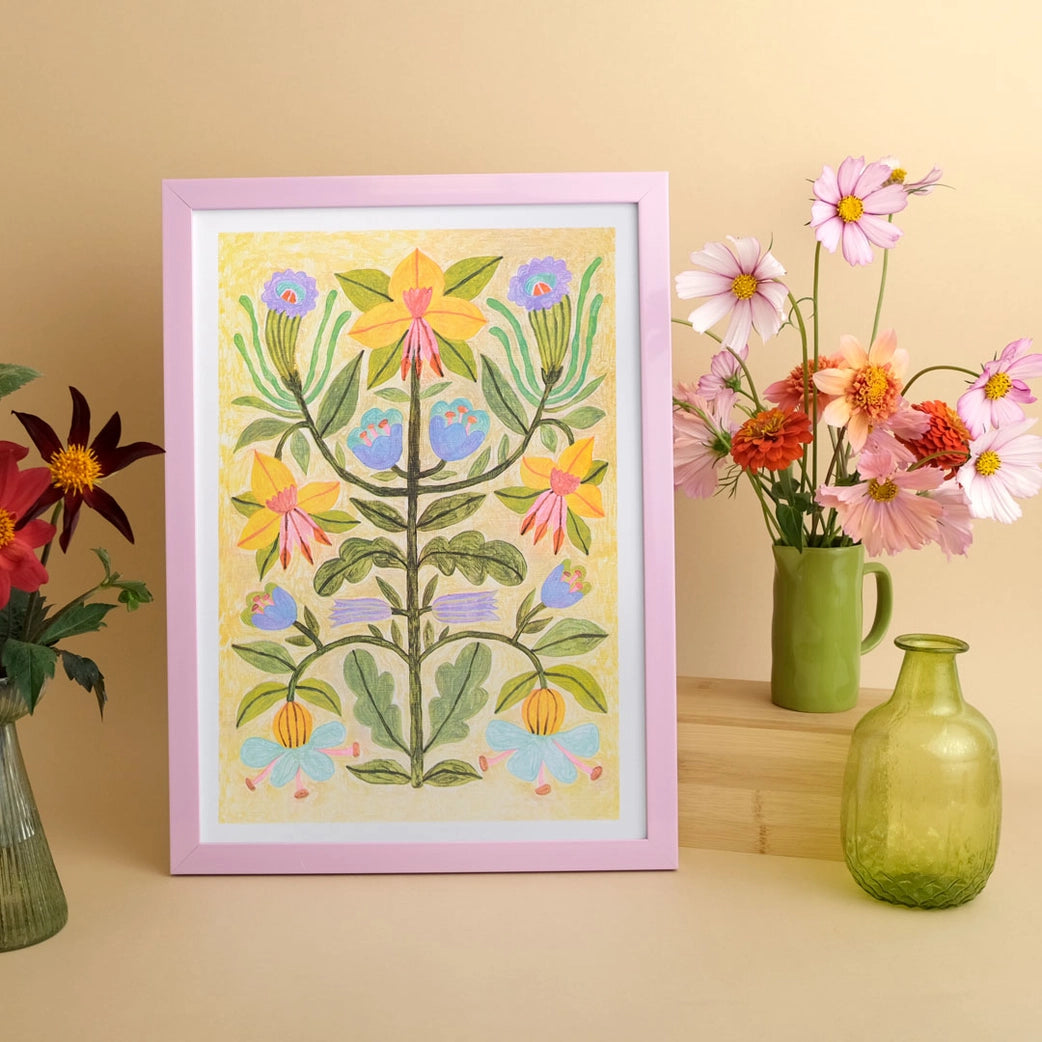 Cream Floral Arrangement A3 Risograph Print