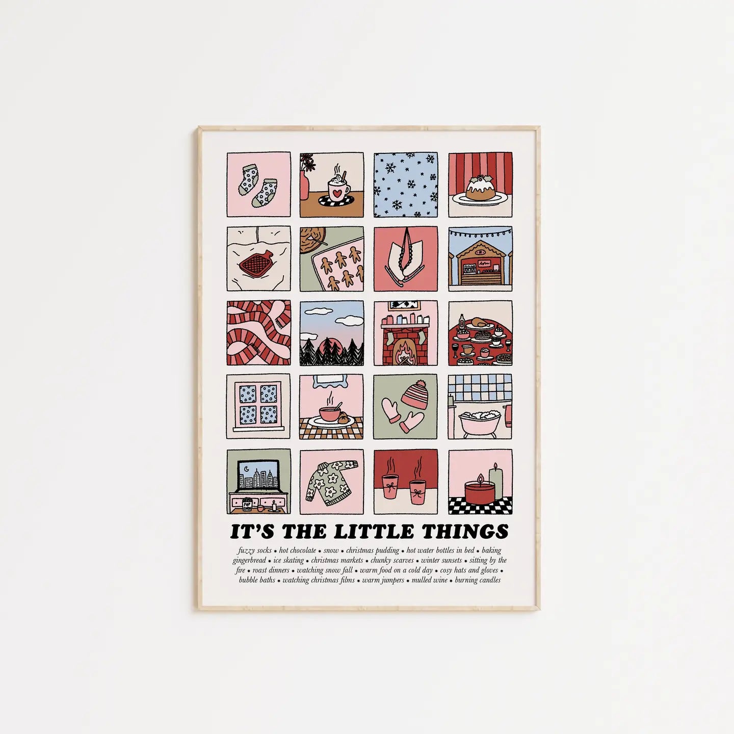 Winter Edition 'It's the Little Things' Illustrated Quote A4 Print