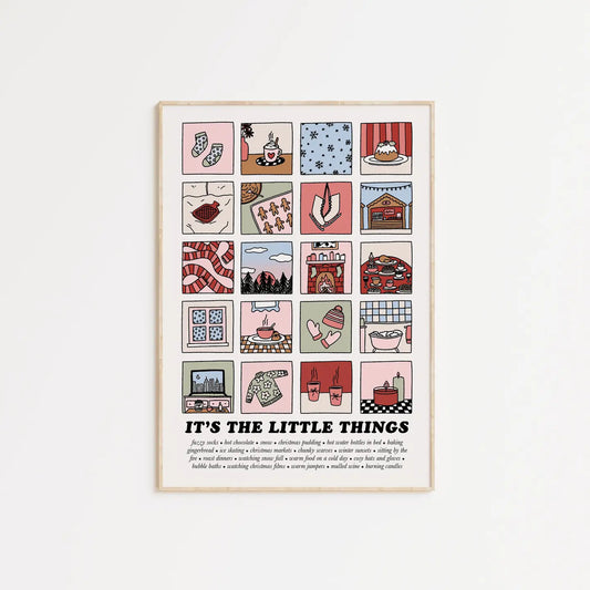 Winter Edition 'It's the Little Things' Illustrated Quote A4 Print