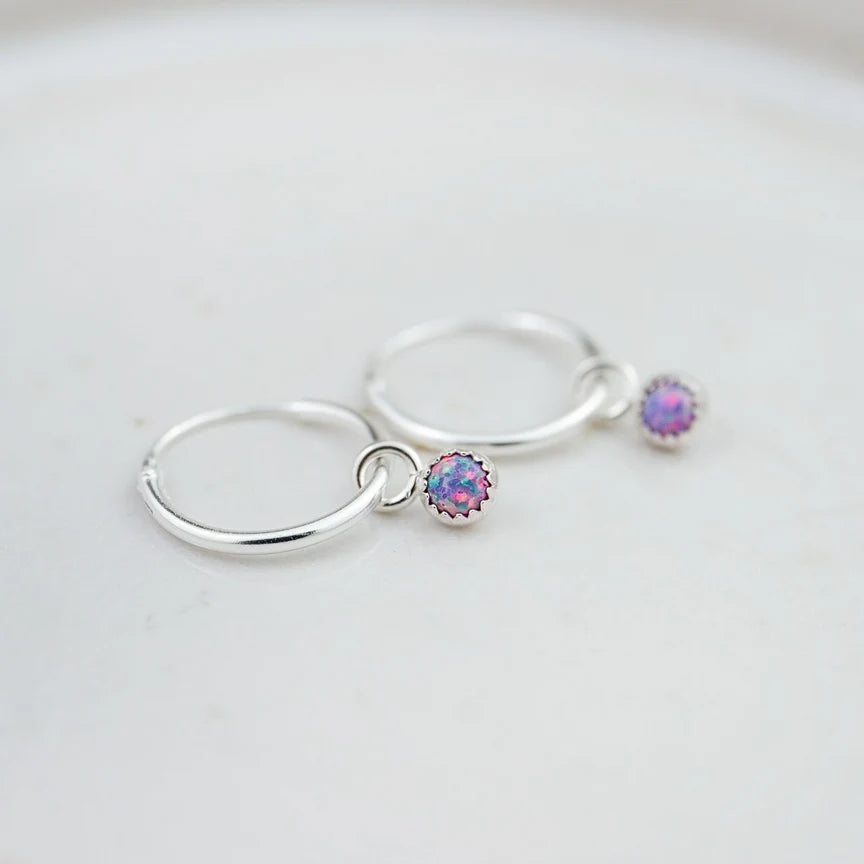 Sterling Silver Mini Gemstone Hoops - 6 gemstones to choose from
