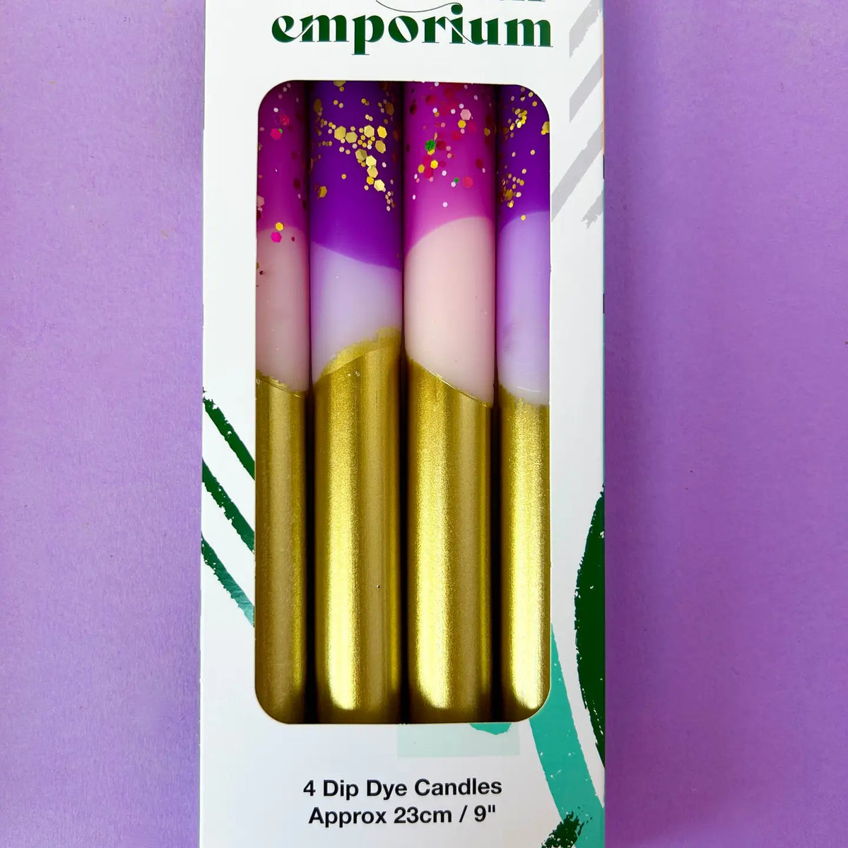 Sugar Plum Fairies Dip Dye Dinner Candle - Set Of 4