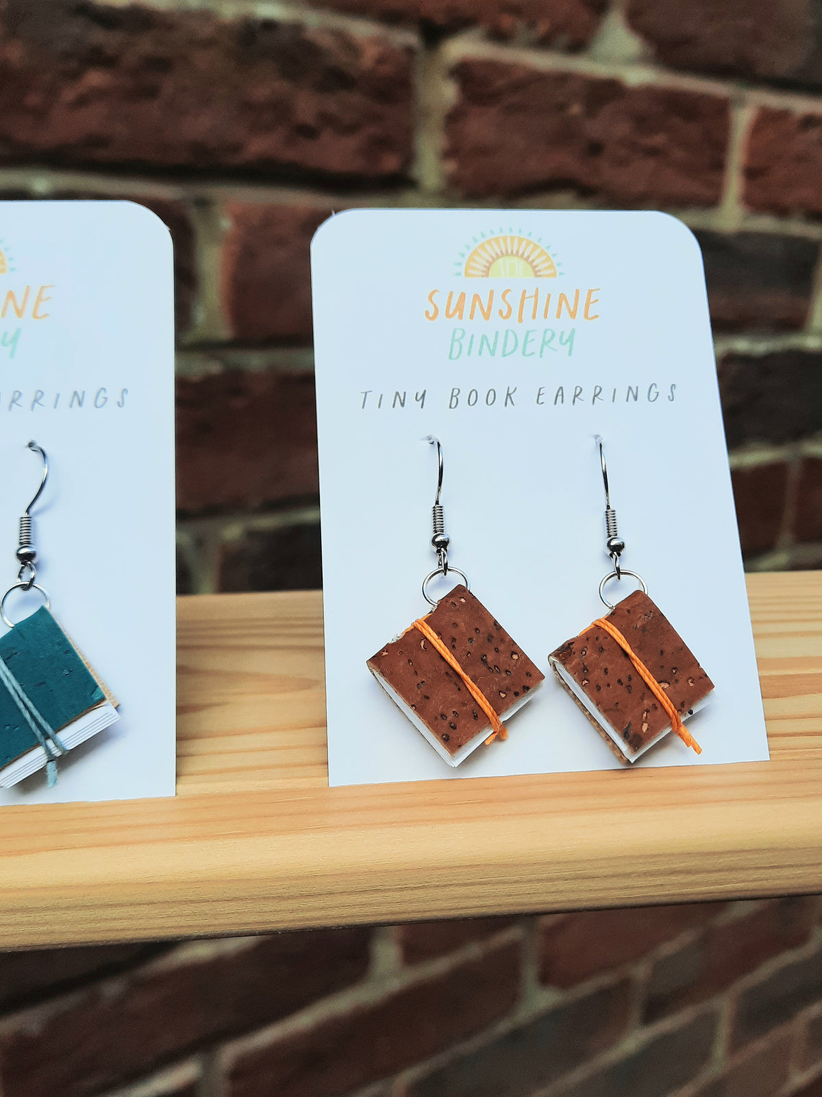 Vegan Cork Tiny Book Earrings