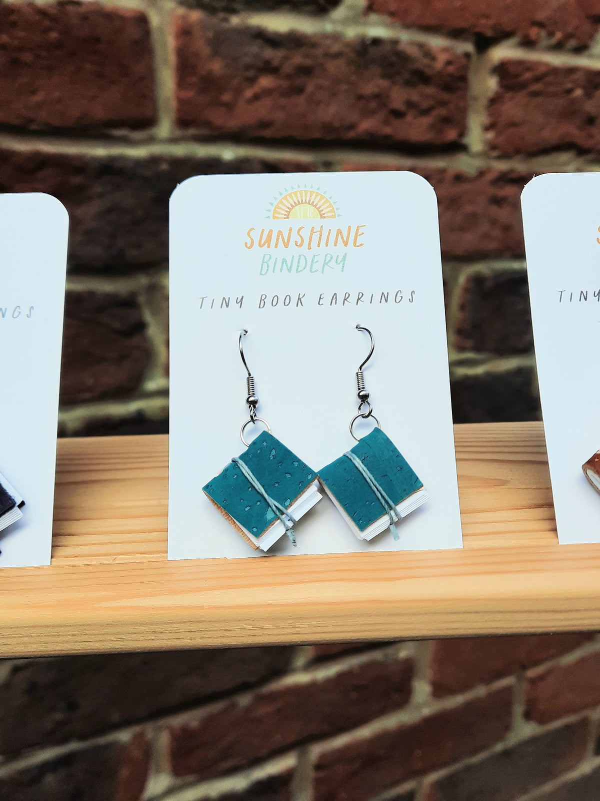 Vegan Cork Tiny Book Earrings