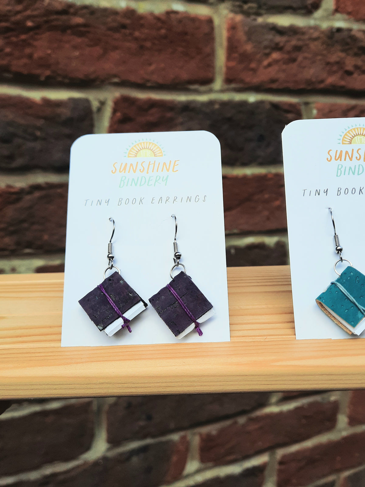 Vegan Cork Tiny Book Earrings