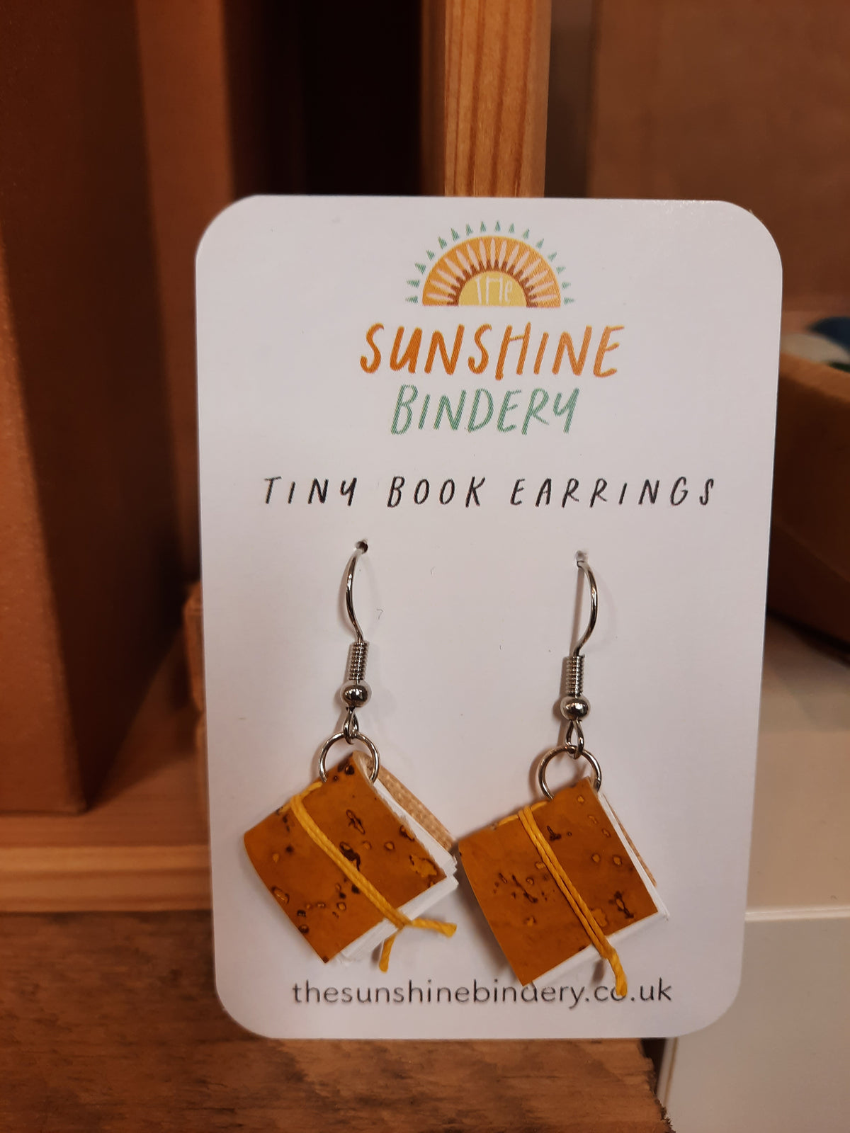 Vegan Cork Tiny Book Earrings