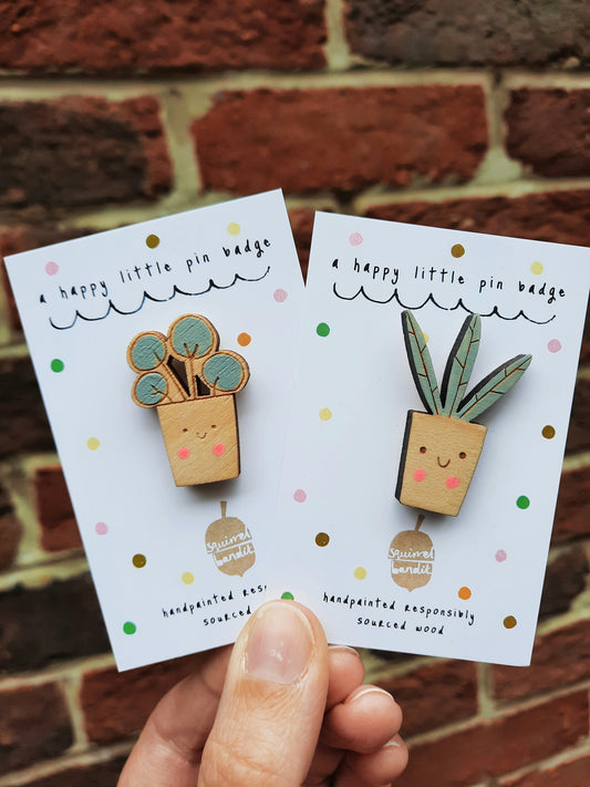 Smiley Plant Pin Badge