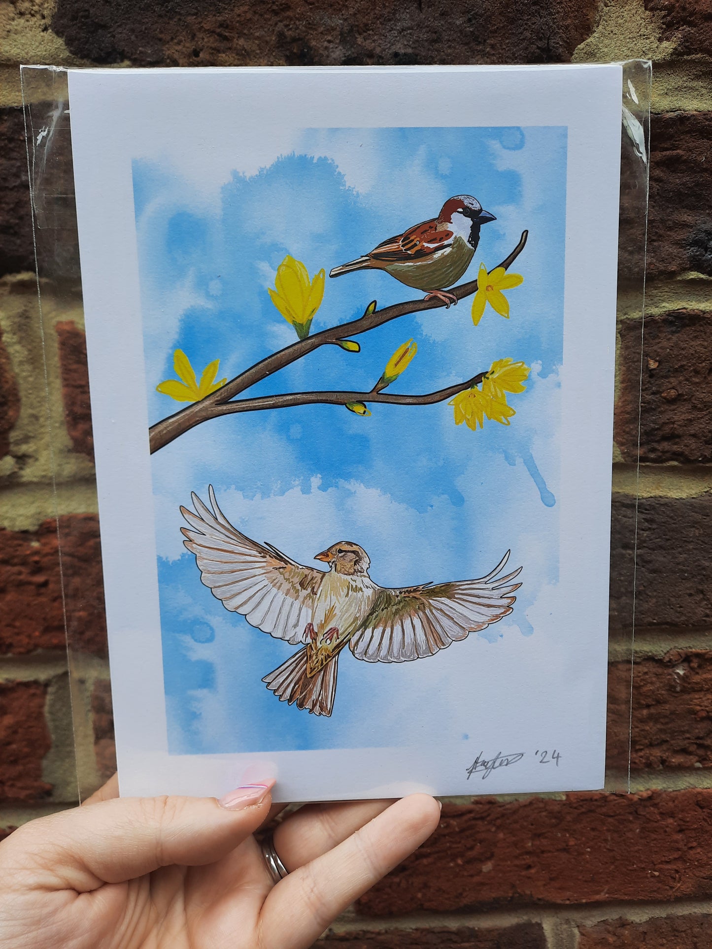Birds Of A Feather Sparrows A5 Print