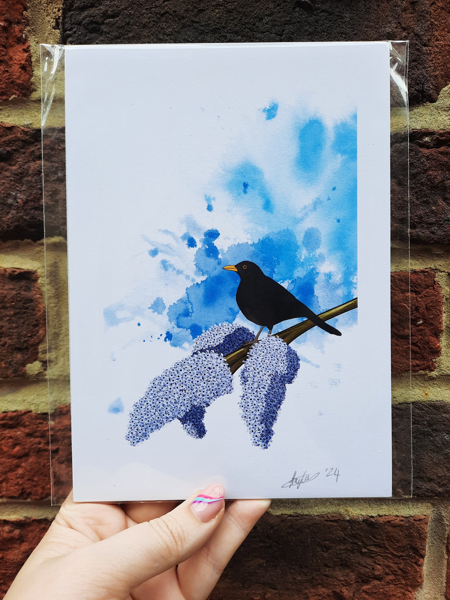 Birds Of A Feather Blackbird & Lilac Print