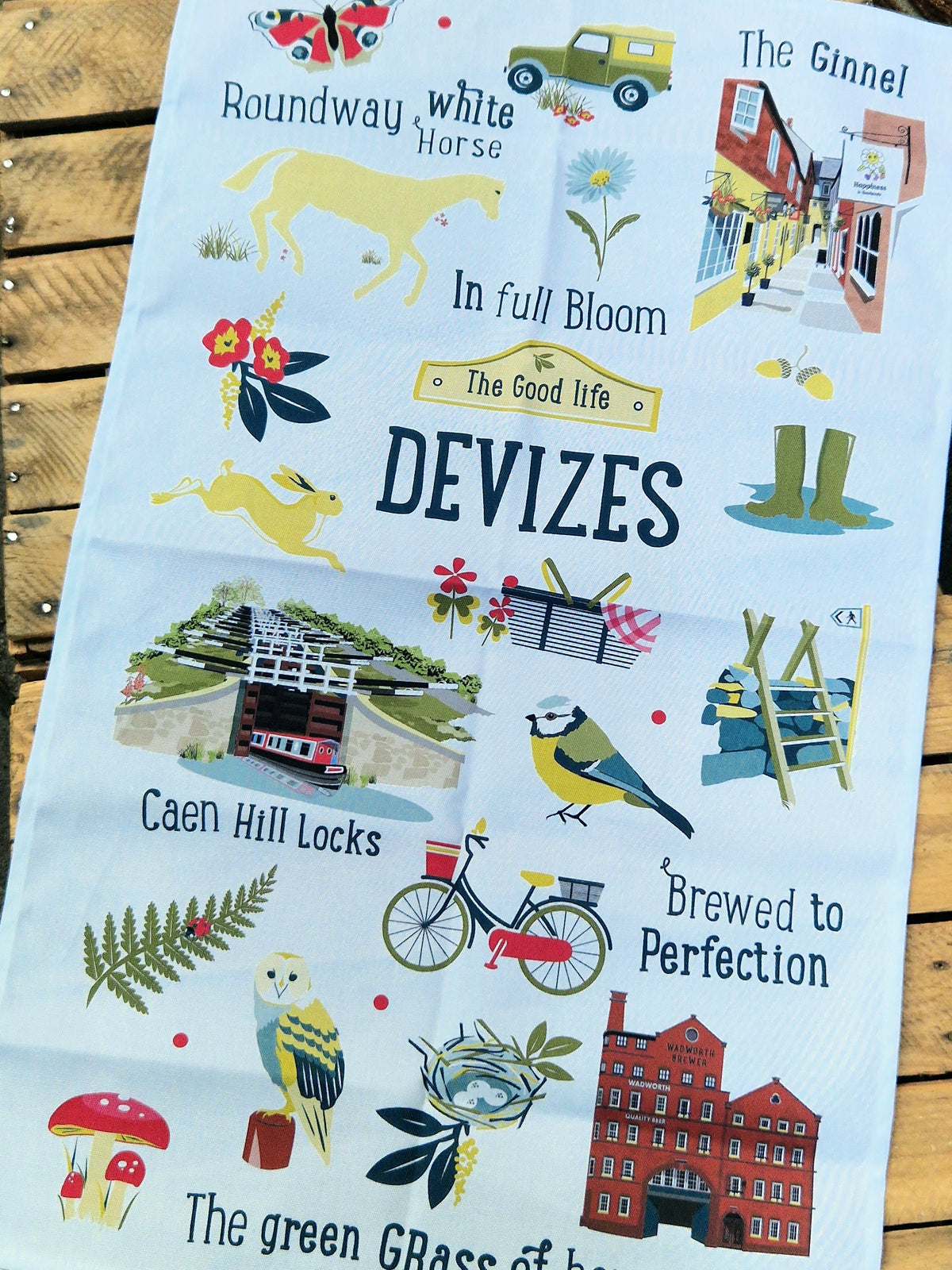 Devizes 'The Good Life' Tea Towel