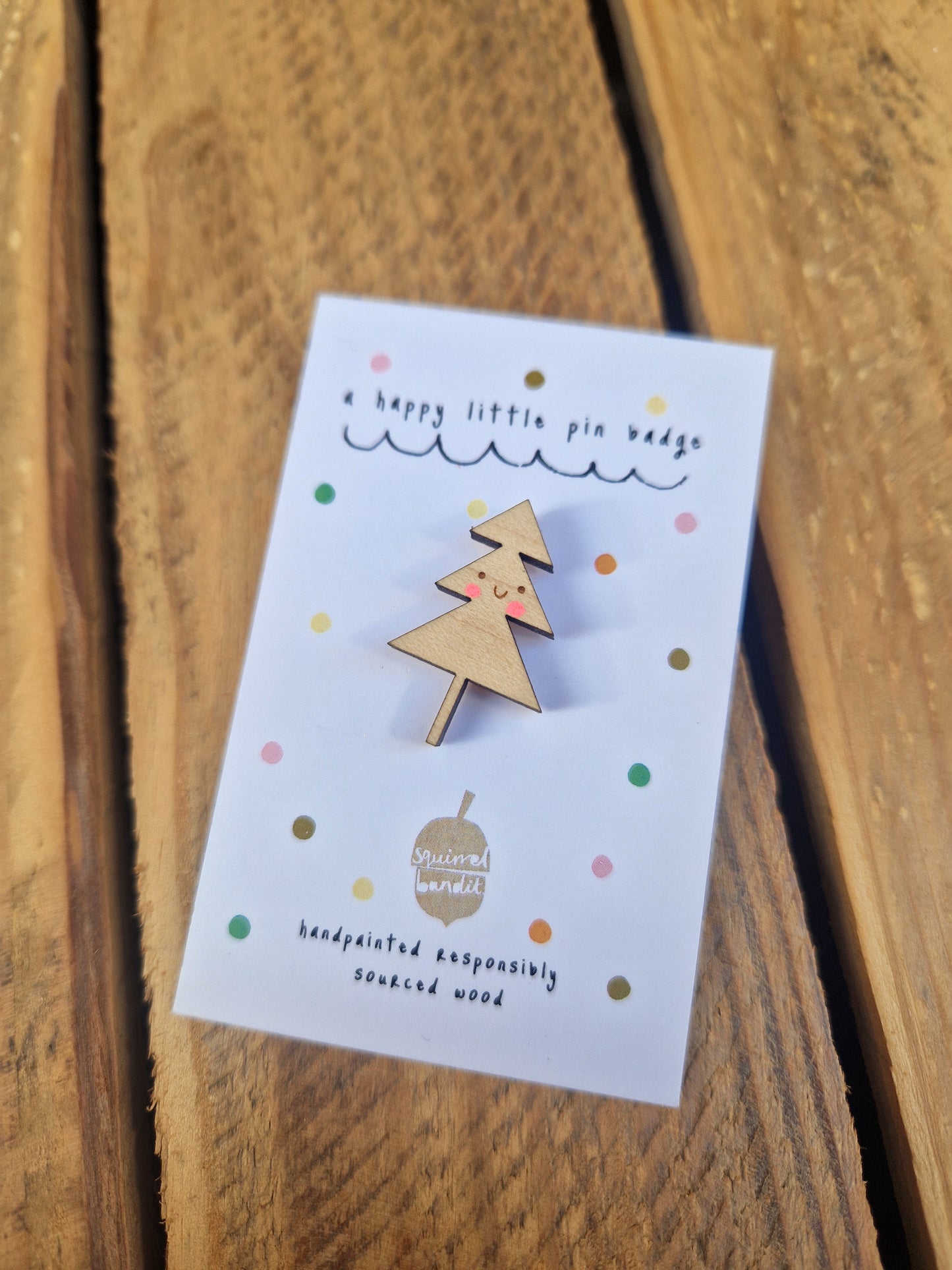 Smiley Christmas Tree Pin Badge - 2 Styles To choose From