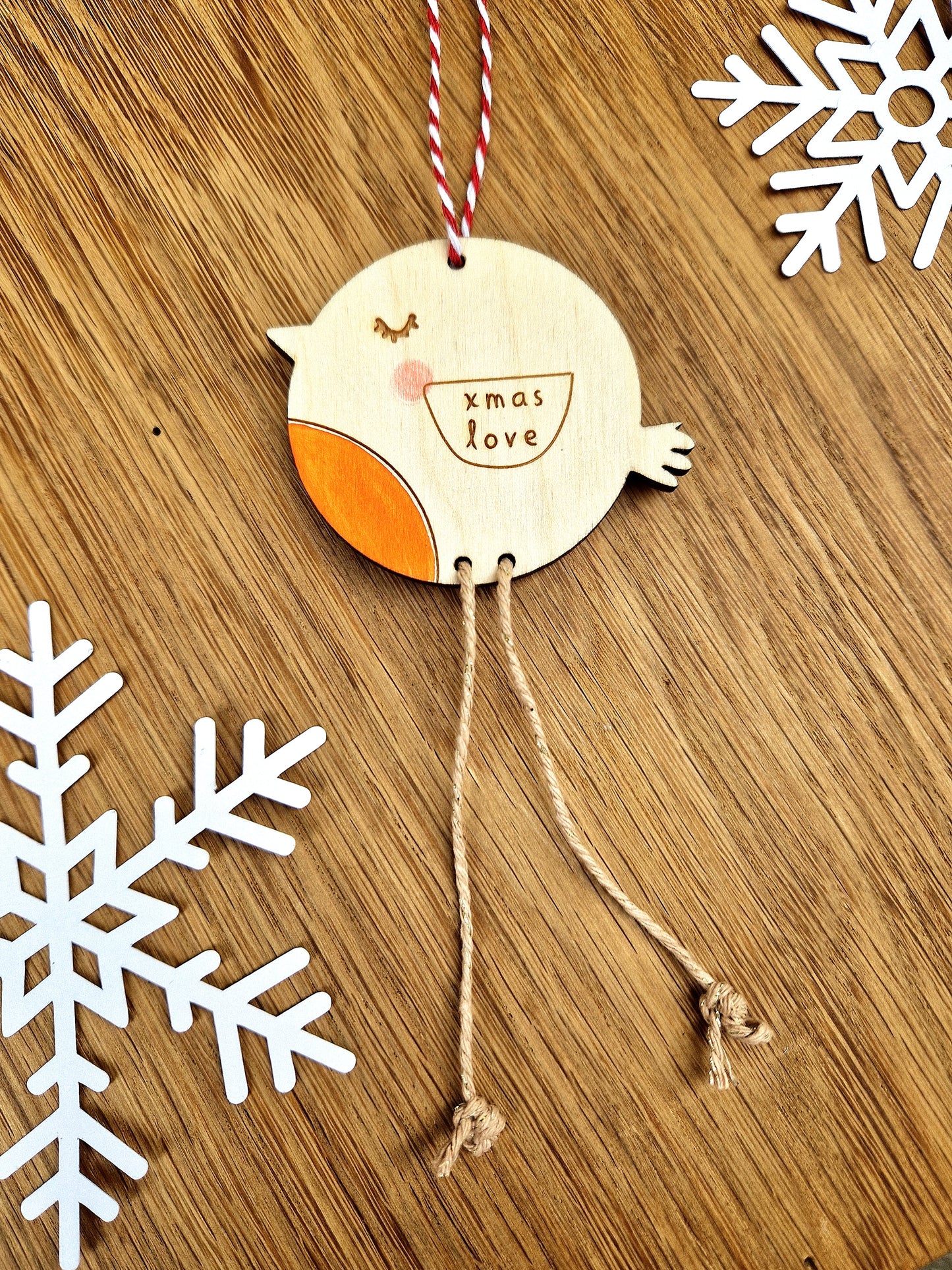 Wooden Christmas Robin Decoration