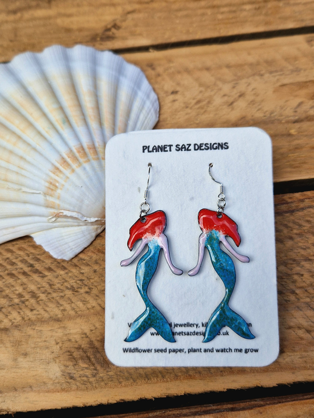 Mermaid Handmade Enamel Earrings