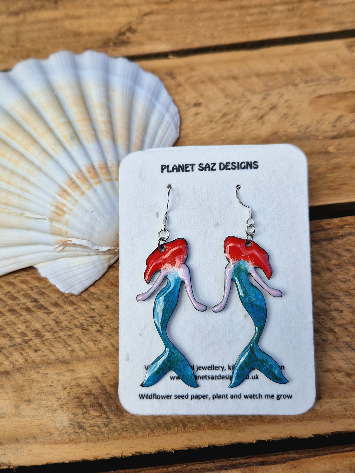 Mermaid Handmade Enamel Earrings