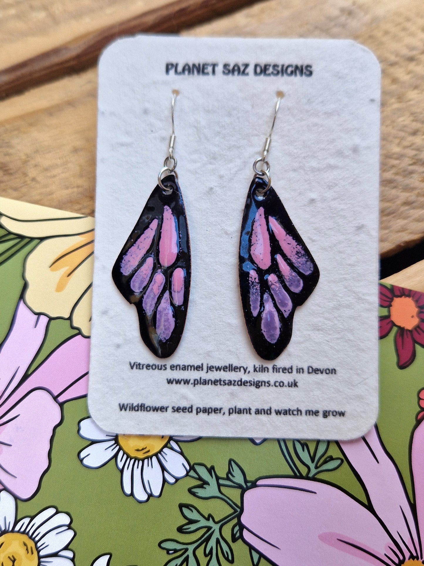 Butterfly Wing Handmade Enamel Earrings