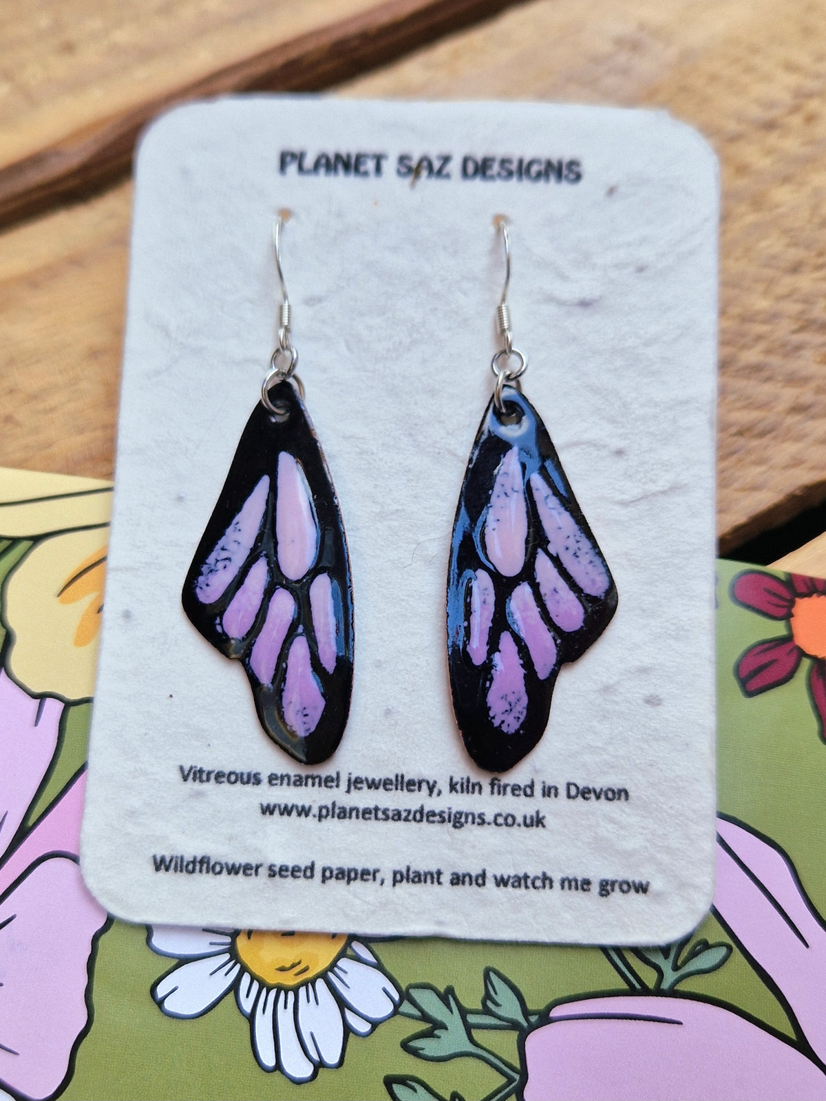Butterfly Wing Handmade Enamel Earrings