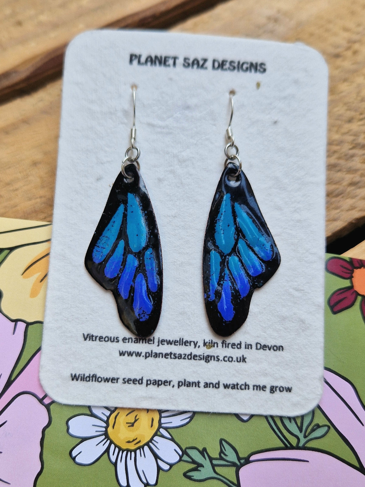 Butterfly Wing Handmade Enamel Earrings