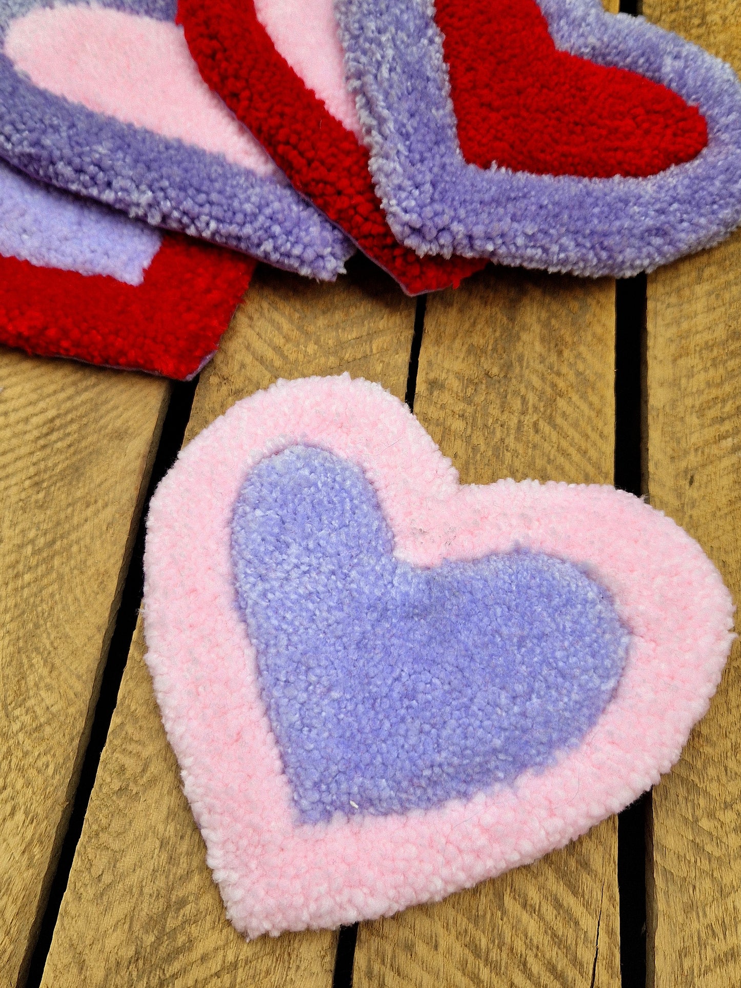 Heart Tufted Yarn Mug Rugs - Various Colour Available