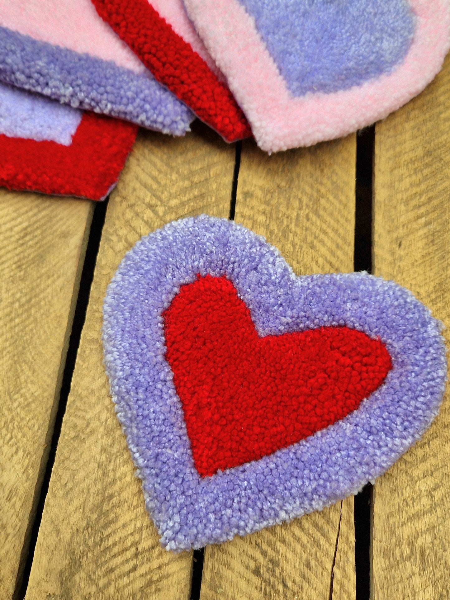 Heart Tufted Yarn Mug Rugs - Various Colour Available