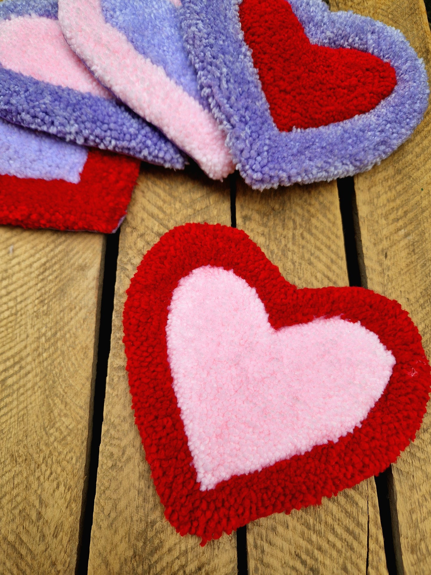 Heart Tufted Yarn Mug Rugs - Various Colour Available