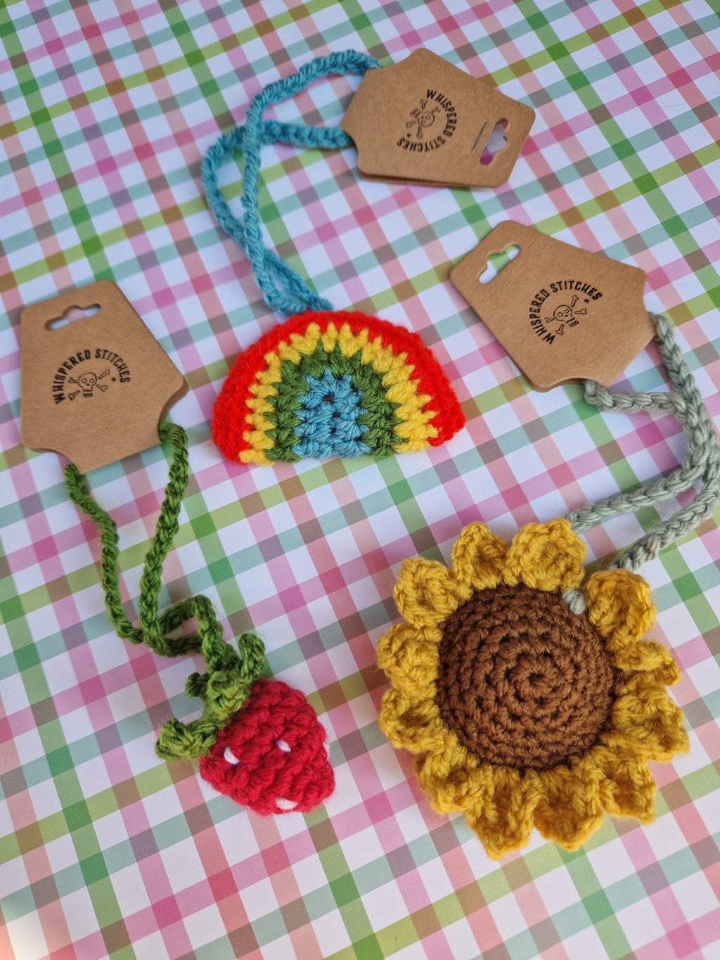 Handmade Crochet Car Mirror Buddies - 3 Available Designs