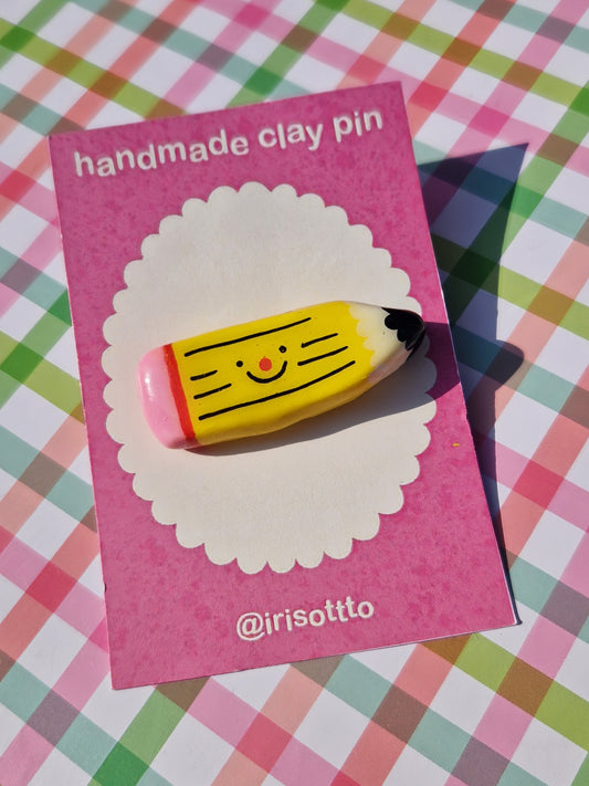 Iris Otto Handmade Clay Pencil Badge