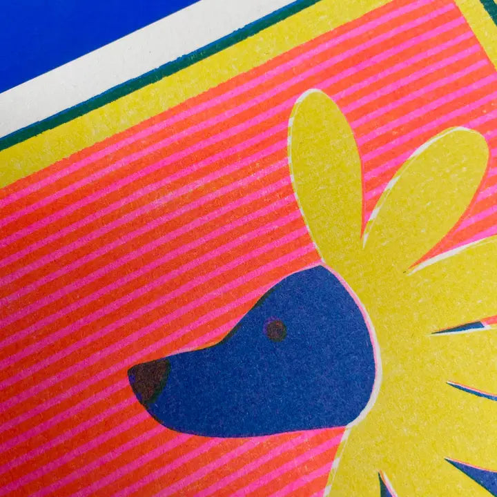 Dandelion Labrador Risograph Mini Print - A5