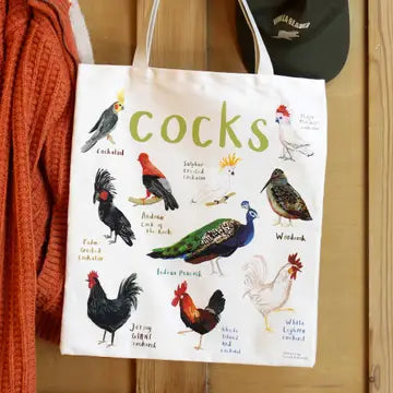 Cocks & Peckers Pun Tote Bag