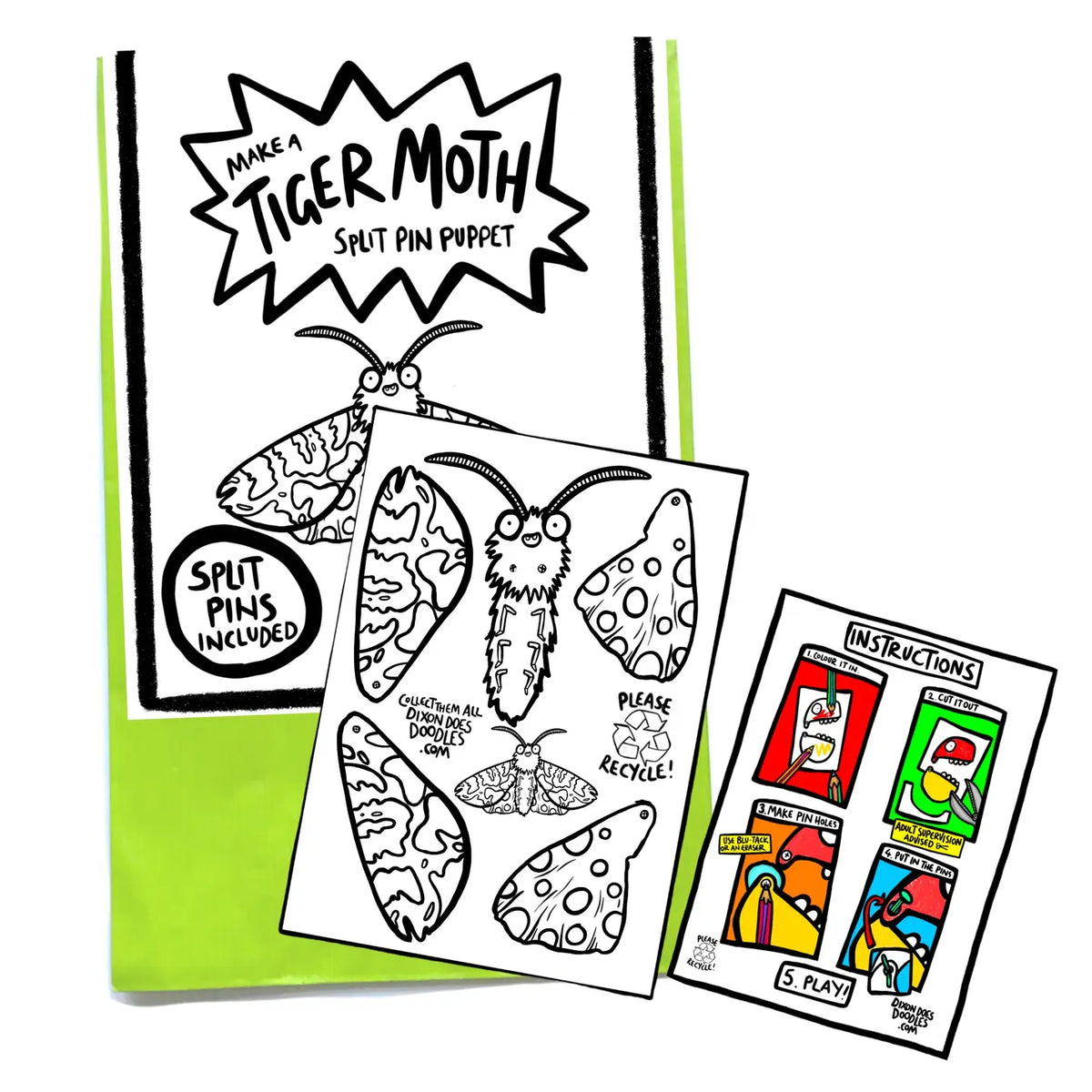 Tiger Moth Split Pin Puppet Craft Kit