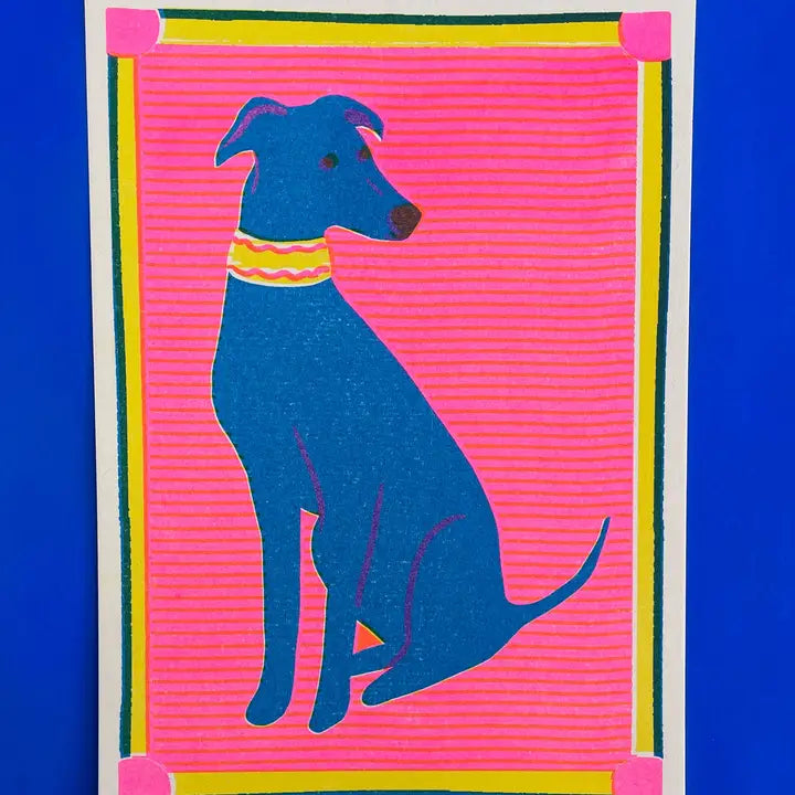 Greyhound Risograph Mini Print - A5