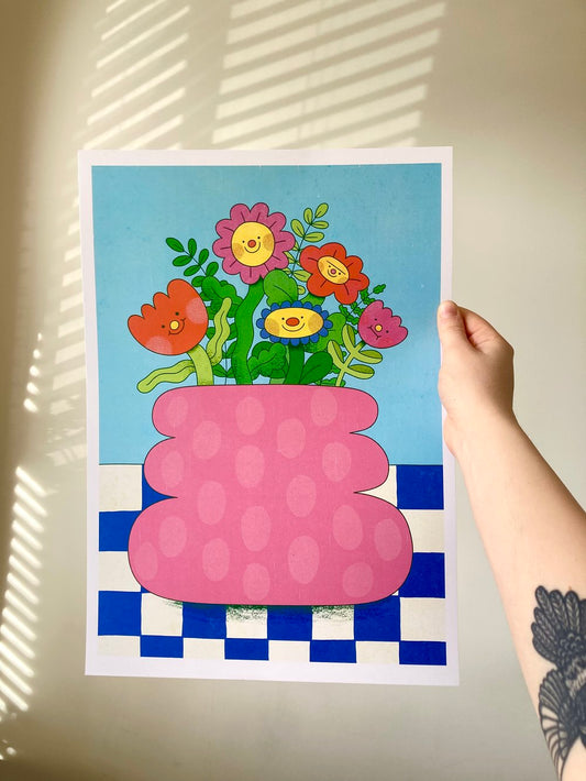 A3 Pink Vase Print