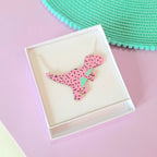 Retro Pattern T-rex Dinosaur Necklace - Pink