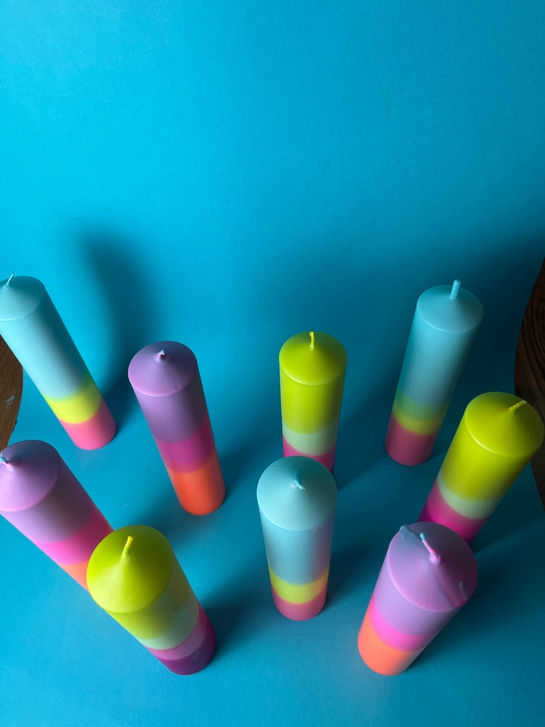 Pillar Candle - Neon Purple/Pink/Orange