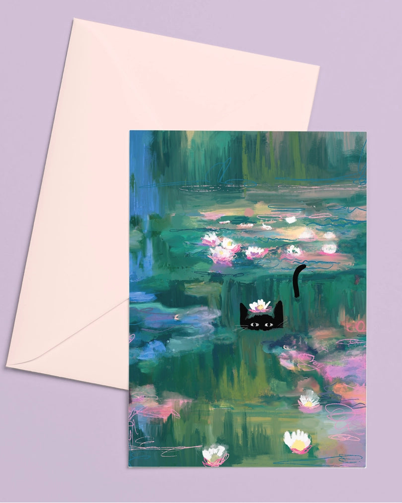 Clawed Monet Cat Tea Towel