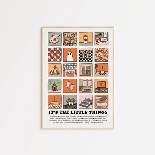 Autumn Edition 'It's the Little Things' Illustrated Quote A4 Print